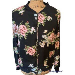 🍒 2/$20 🍒 Medium Light Weight Sheer Floral Zip Up Jacket